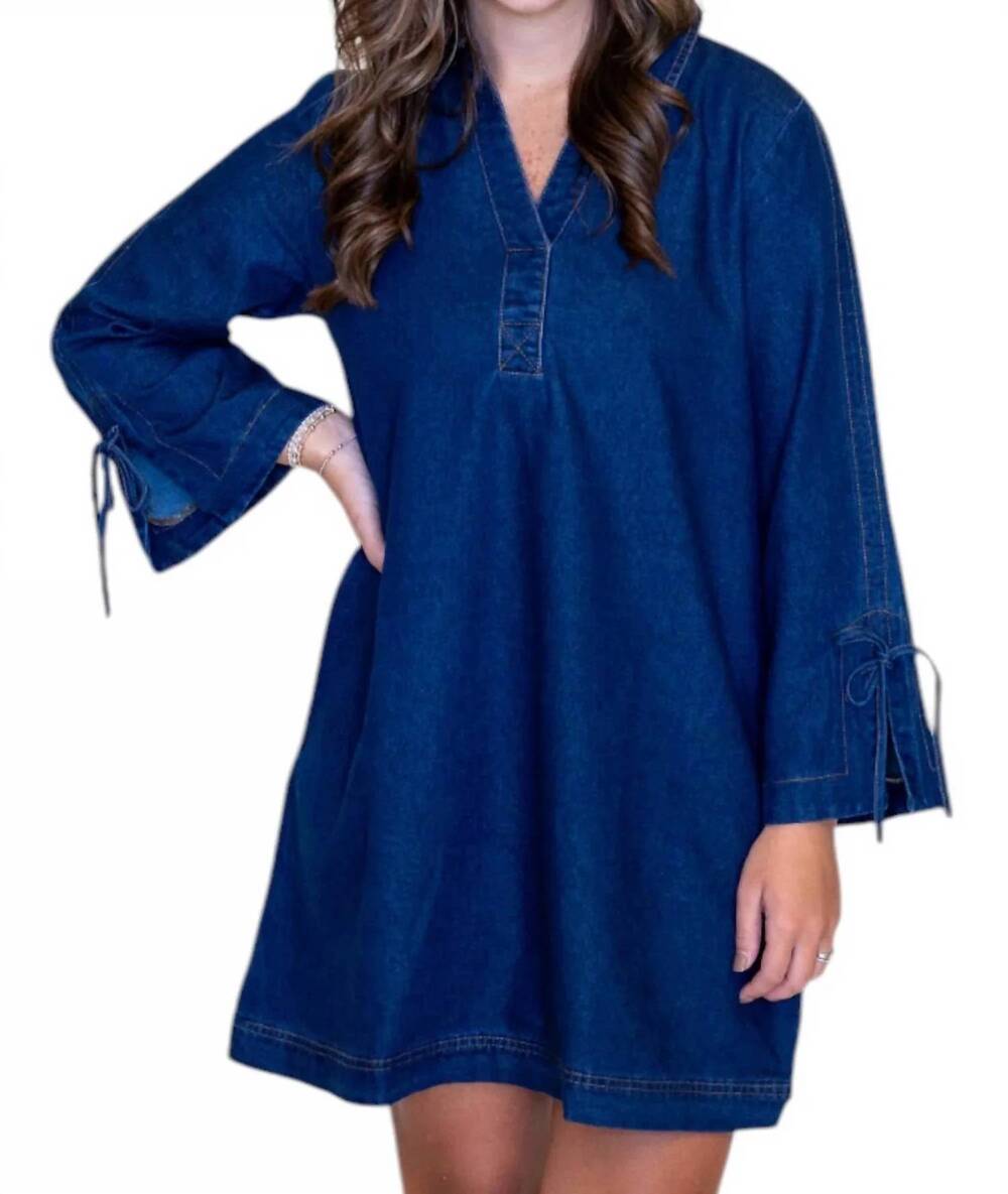 NEW ENTRO women's denim dress in blue